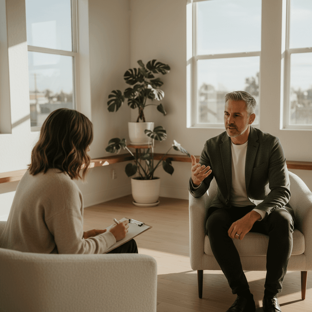 Nita conducting a one-on-one coaching session with active listening and note-taking